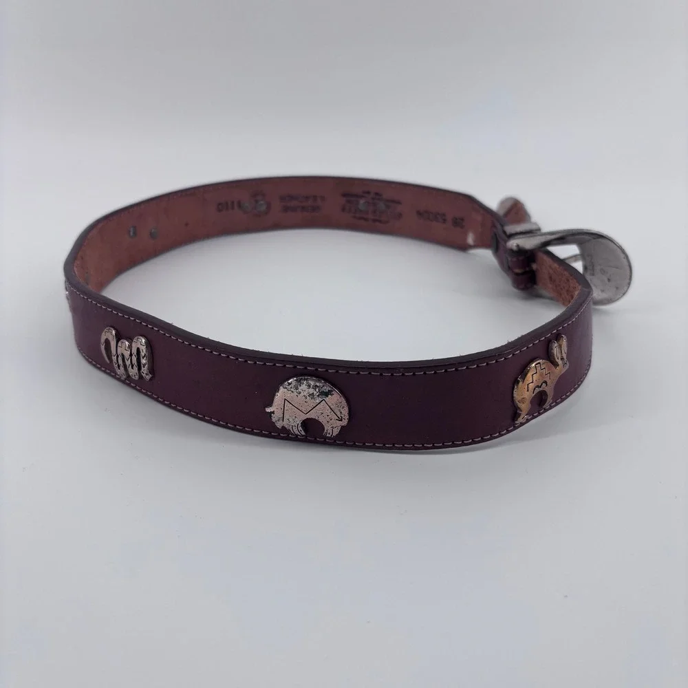 Silver Creek Leather Belt Mens 28 Brown Western Animal Concho Southwestern Aztec